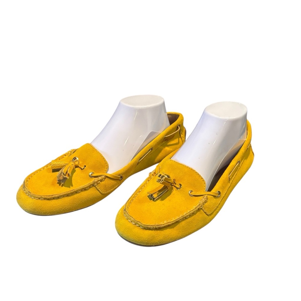 Talbots tassel moccasins mustard golden yellow maize suede slip on‎ shoes 9.5